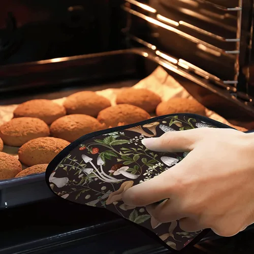 Vista 7 de Juego de 2 soportes para ollas de setas y hojas, resistentes al calor, para microondas, horno, horno, platos y barbacoa