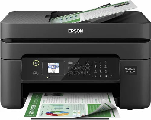 Vista 3 de Epson Workforce WF-2830 Impresora inalámbrica todo en uno de inyección de tinta a color, copia y fax de escaneo de impresión, impresión automática