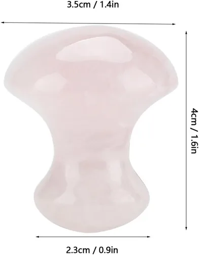 Vista 2 de Walfront Sha Tools - Masajeador facial con forma de hongo rosa, pinzón rosa, rodillo de jade de cuarzo rosa, herramienta de masaje de cristal