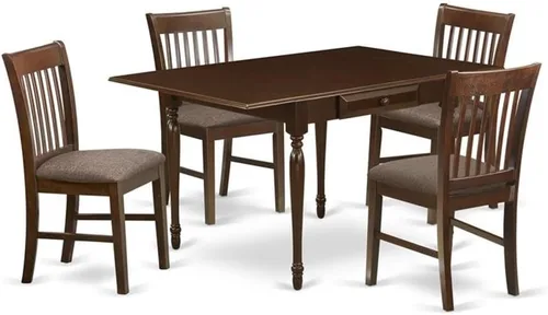 Vista 10 de East West Furniture MZNO3-BCH-W Juego de mesa de comedor de 3 piezas para espacios pequeños contiene una mesa de comedor rectangular con gotas y 2