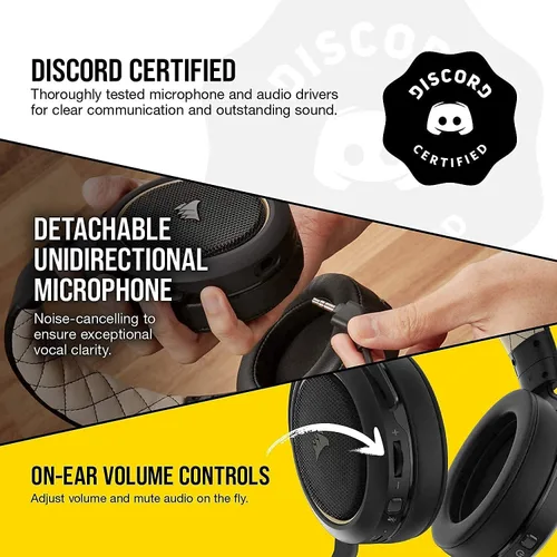 Vista 6 de Corsair HS70 PRO - Auriculares inalámbricos para juegos, color crema (renovado)