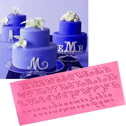 Vista 3 de Yuly 3D Artística Letra Rusa Silicona Pastel Fondant DIY Molde Escritura a mano C Bagel Silicona Molde para hornear