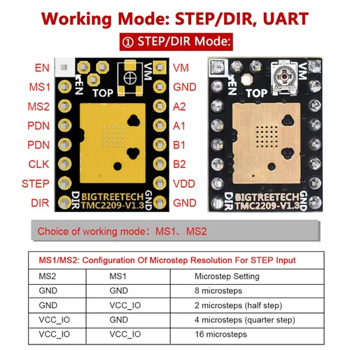Vista 3 de BIGTREETECH TMC2209 V1.3 UART controlador de motor paso a paso 2.8A Peak Stepstick controlador silencioso para Manta M8P, Octopus V1.1, Octopus Pro