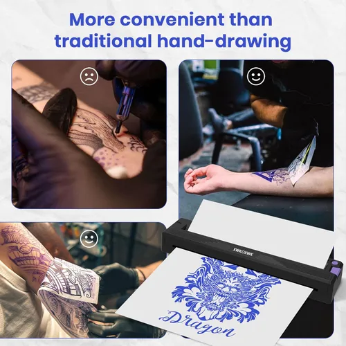 Vista 5 de Máquina de impresión de plantillas de tatuaje para artistas de tatuajes y principiantes, compatible con teléfono/PC y almohadilla, impresora