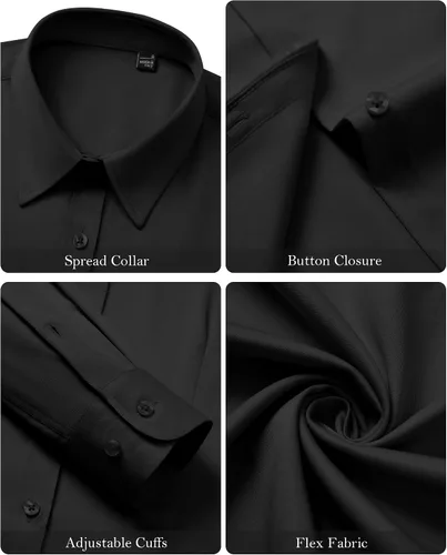 Vista 5 de Gleeivy - Camisas abotonadas para mujer, sin arrugas, de manga larga, camisas de vestir casuales con cuello V, ajustadas, de un solo