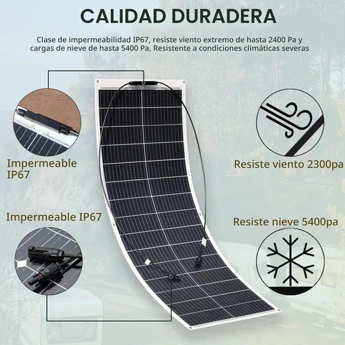 Vista 5 de XINPUGUANG Kit de panel solar flexible de 100 W, sistema de 12 V fuera de la red para barco RV Celda monocristalina de alta eficiencia, ligera