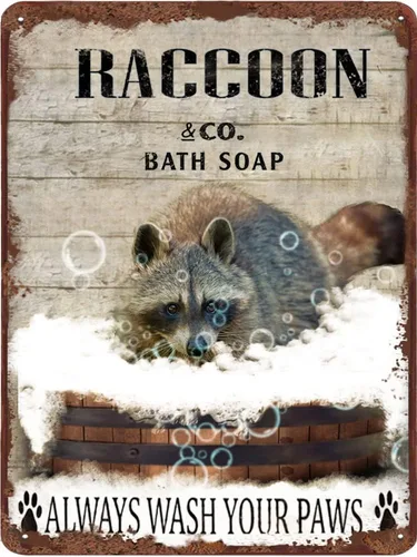 Vista 8 de Cartel de metal divertido de jirafa para baño, diseño retro de cabra para pared, póster de inodoro con texto "Wash Your Hooves", letrero de hojalata