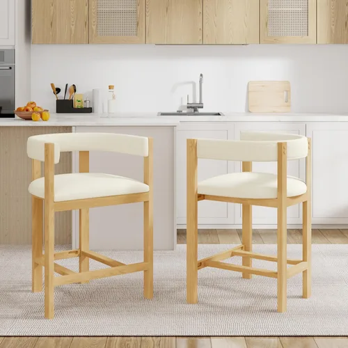 Vista 11 de Christopher Knight Home Rylan - Juego de 2 taburetes tapizados de tela moderna en forma de U para comedor, altura de encimera, taburete de madera