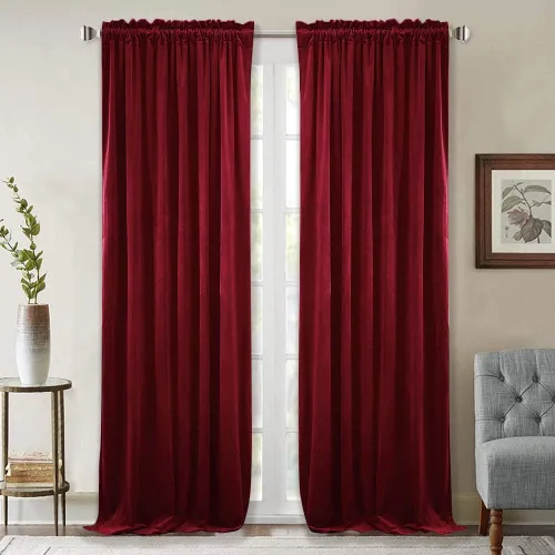 Vista 22 de StangH Cortinas de terciopelo rojo de 42 x 84 pulgadas de lujo, con aislamiento térmico, divisores de habitación, decoración navideña del hogar