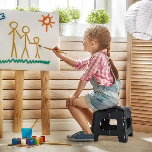 Vista 6 de Dyforce Taburete plegable de 9 pulgadas para niños y adultos, taburete de pie plegable y ligero para niños pequeños, cocina, baño, capacidad de 300