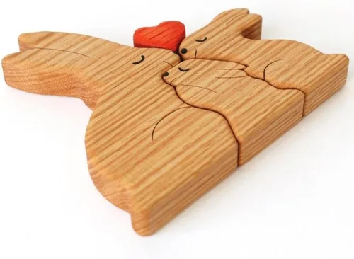 Vista 5 de Figura familiar de animales de madera personalizada con 1-8 nombres, bloques de nombres personalizados de animales para abrazar, regalos de recuerdo