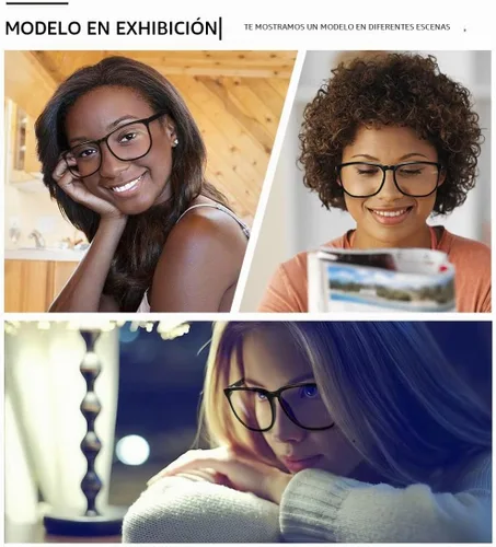 Vista 3 de SHEEN KELLY TR90 Oversized Blue Light Blocking Glasses Men Women Square Computer Eyewear Nerd Black Large Clear Lens 01 Negro