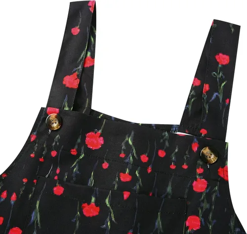 Vista 6 de EWODOS Overol con estampado floral para mujer, overol suelto con peto, pantalones holgados casuales, pantalones bohemios de pierna ancha