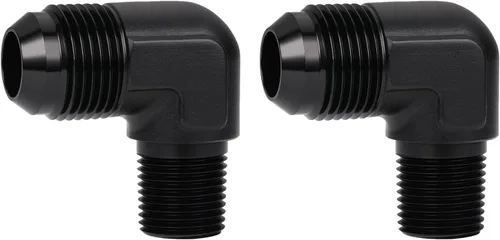 Vista 41 de 3AN macho Flare a 1/4 NPT tubo macho 90 grados codo adaptador unión aluminio negro