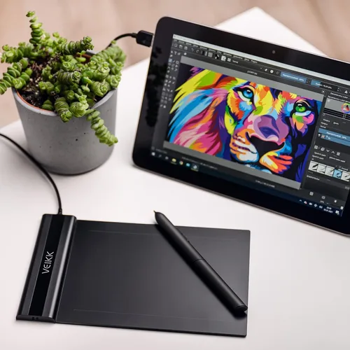 Vista 9 de VEIKK S640 - Tableta gráfica digital VEIKK S640, portátil ultrafina de 6 x 4 pulgadas, tableta sin batería para OSU! Juego y enseñanza de clases