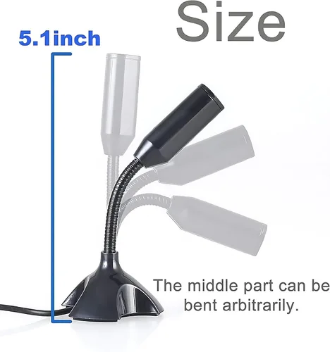 Vista 4 de Mini micrófono USB para computadora de escritorio y portátil, micrófono condensador USB portátil con soporte ajustable, compatible con PC/Mac, Plug
