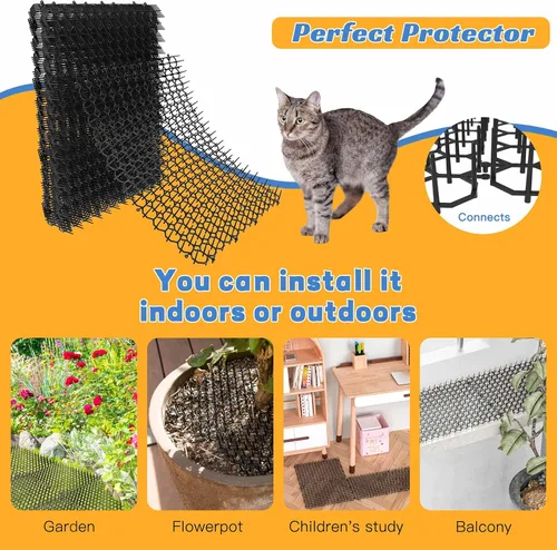 Vista 6 de Tapete de 16 x 13 pulgadas para gatos, paquete de 10 alfombrillas para gatos con púas – Solución disuasoria de mascotas para interiores y exteriores