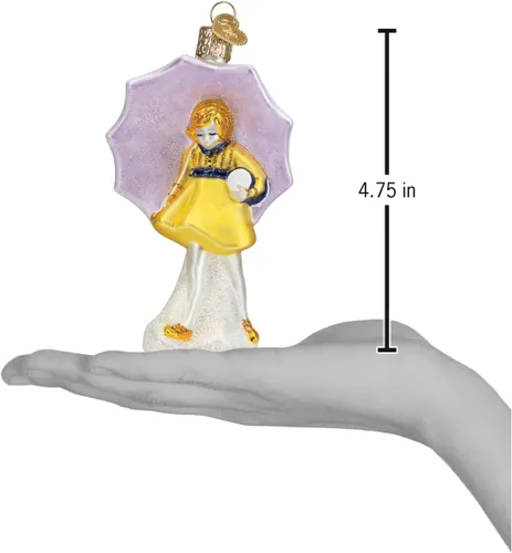 Vista 5 de Old World Christmas Morton Umbrella Girl - Adorno de cristal soplado para árbol de Navidad, decoración navideña hecha a mano, colección de cocina
