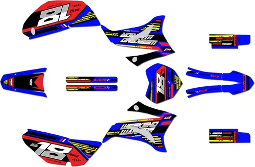 Vista 7 de Kit de gráficos Kalair GFX para Yamaha TTR 125 (2008-2023) Serie Warrior Azul 16 Mil - Juego de calcomanías adhesivas de carreras personalizadas
