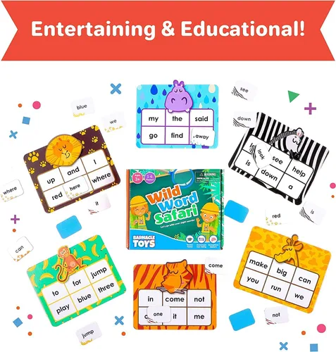 Vista 8 de Barnacle Toys Wild Word Safari - CVC Sight Word Reading Games, alternativas de tarjetas flash de fonética primaria para niños, actividades