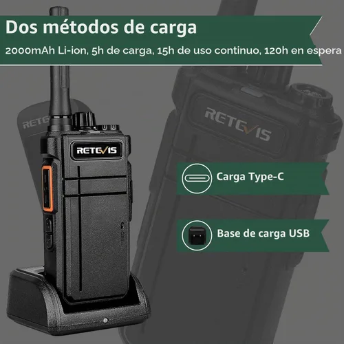 Vista 5 de Retevis RB37 - Radios de negocios bidireccionales Bluetooth con auricular inalámbrico, paquete de 2 Portable FRS Two Way Radios, 2000mAh Long