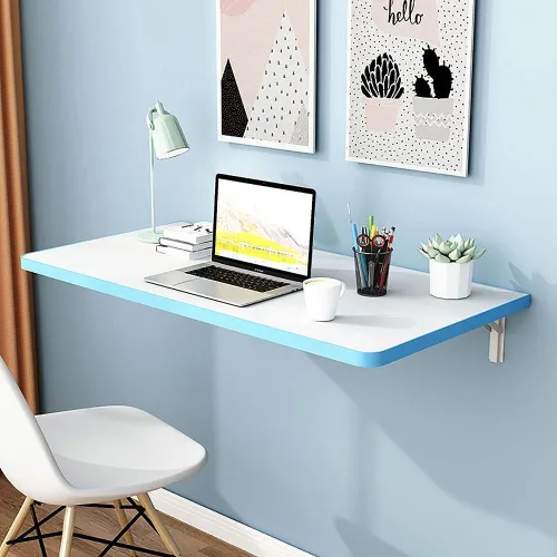 Vista 10 de Mesas plegables, banco de trabajo plegable para montar en la pared, mesa de madera montada en la pared, soporte resistente, mesa de pared estable