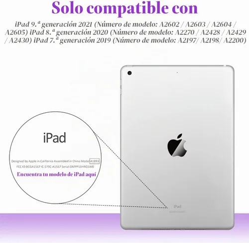Vista 2 de ZoneFoker - Funda para iPad de 9.ª generación, funda para iPad de 8.ª y 7.ª generación, funda para iPad de 10.2 pulgadas 2021/2020/2019, funda Negro