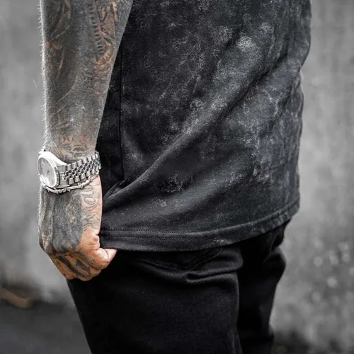 Vista 4 de Camiseta sin mangas con estampado de calavera callejera para hombre, sin mangas, cuello redondo, deportes musculares, acondicionamiento físico