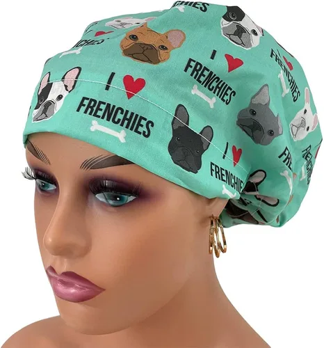 Vista 4 de Gorra de estilo europeo sin cinta I Love Bulldogs franceses. Sombrero de frotar para mujeres y hombres Gorra de trabajo con soporte. Sombreros