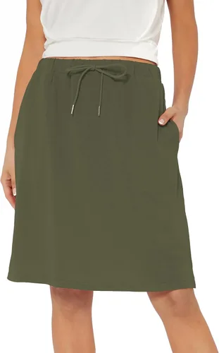 Vista 3 de Century Star Faldas de tenis para mujer con bolsillos, para golf, longitud hasta la rodilla, faldas deportivas con cordón en la cintura y pantalones
