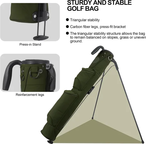 Vista 10 de Bolsa de golf ligera, fácil de llevar, pequeña bolsa de golf con divisores de longitud completa de 2 vías y bolsillos, para el campo de prácticas