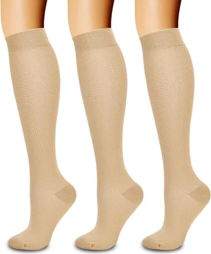 Vista 111 de Paquete de 3 pares de calcetines de compresión médica para mejorar la circulación de mujeres y hombres, para correr, hacer deporte y amamantar