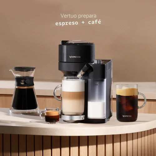 Vista 3 de Nespresso Vertuo Lattissima - Cafetera para café y espresso de De'Longhi, color negro mate y brillante