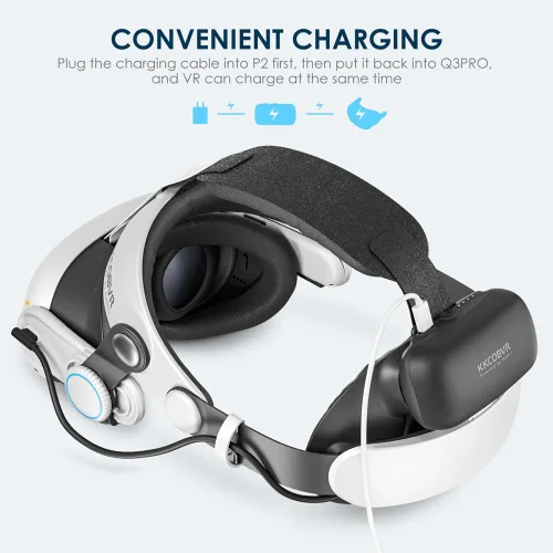 Vista 5 de KKCOBVR Q3 PRO Battery Head Strap 10000mh Compatible with MetaOculus Quest 3 Extend 2-3H Usage Time Replacement Elite Head Strap for Oculus 3 by