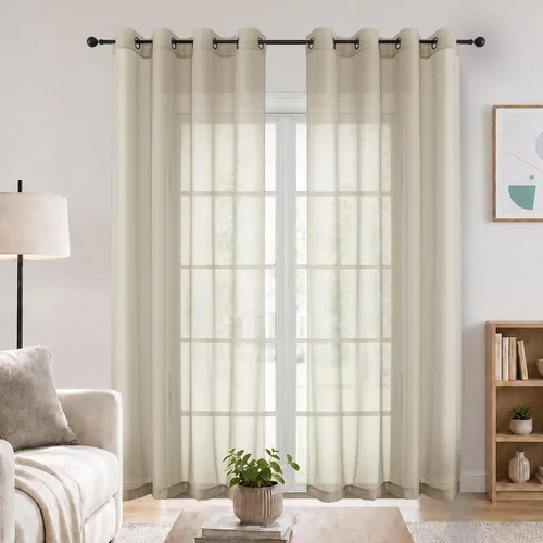Vista 23 de OWENIE Cenefa transparente con ojales negros para ventanas, 2 paneles de 52