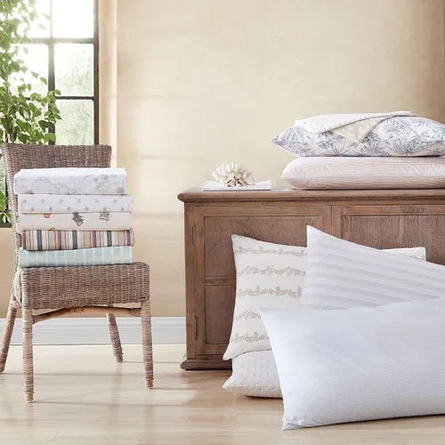Vista 6 de Tommy Bahama - Juego de sábanas de percal de algodón tamaño Queen, fresco y elegante, juego de ropa de cama (Ala Moana Stripe Blue, Queen)