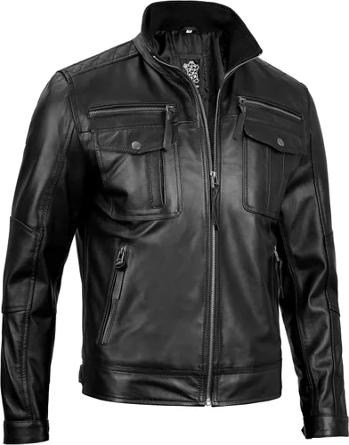 Vista 26 de Blingsoul Real Lambskin Leather Jacket Men - Chaquetas de cuero para Hombres