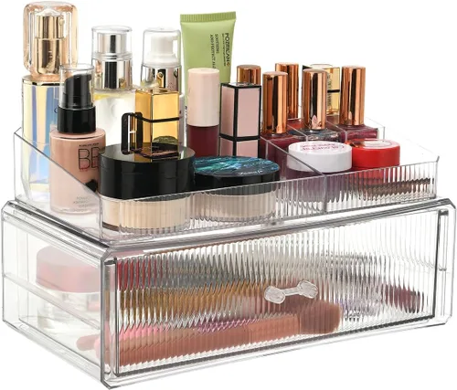 Vista 13 de ZHIAI Organizador Cosmético Apilable, Organizador Cosmético de Acrílico para Cómoda, Tocador, Gabinete de Cocina, Baño, Debajo del Fregadero