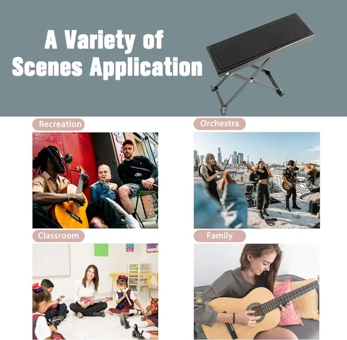Vista 7 de EASTROCK Reposapiés de guitarra plegable ajustable de altura de hierro sólido para guitarra clásica