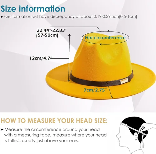 Vista 67 de Sombreros Fedora para hombre, sombrero Panamá de ala ancha con cinturón clásico Unisex Felt Fedora, Adjustable Fit, Breathable Sweatband, All-Day