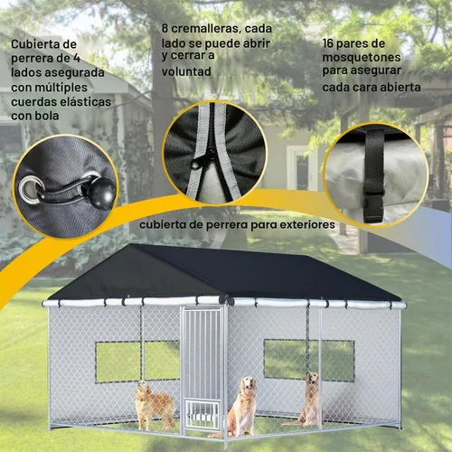 Vista 5 de Cubierta para Perrera de Perros para Exteriores Grande Perrera de Perros para Exteriores de Servicio Pesado Malla Grande Cubierta de Jaula Negro