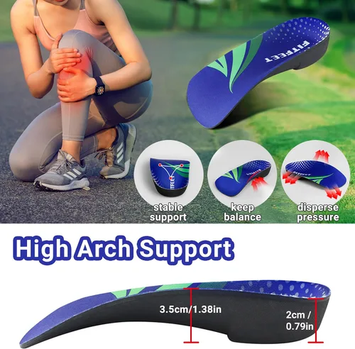 Vista 2 de Plantillas para fascitis plantar, plantillas de soporte de arco de 3/4 de longitud para mujeres y hombres, inserciones de zapatos para pies planos
