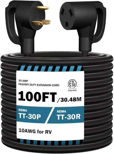 Vista 12 de STRIGHT Cable de Extensión para RV de 10 Pies 30 Amp, Cable de Extensión de Energía para RV NEMA TT-30P Macho a TT-30R Hembra Trabajo Pesado Calibre