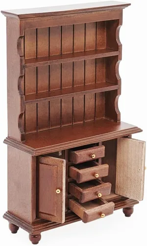 Vista 5 de Odoria 1/12 - Muebles en miniatura para casa de muñecas, color marrón