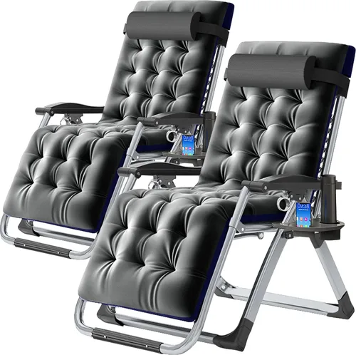 Vista 33 de Slsy Silla de gravedad cero, silla reclinable de salón con cojín y bandeja removibles para interior y exterior, silla reclinable plegable para patio