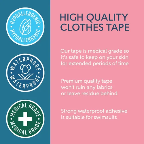 Vista 3 de Cinta de doble cara para ropa, cinta adhesiva extra resistente para todo el día, cinta de moda versátil para tela, vestido, tela, dobladillo, sin
