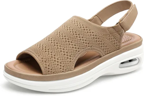 Vista 13 de mysoft Sandalias cómodas para caminar con amortiguación de aire para mujer, zapatos de plataforma de punto transpirable