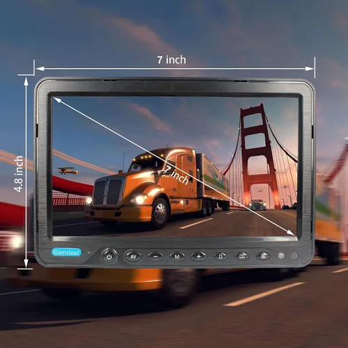 Vista 3 de Monitor de 7 pulgadas 1080P Sistema de cámara de visión trasera con cable, grabadora DVR, compatible con tarjeta SD de 256 GB, entrada de 4 canales