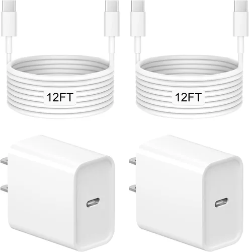 Vista 11 de Cargador para iPhone 17 16 15 de carga rápida - 2 unidades, 20 W, USB C, bloque de carga con cable tipo C de 6 pies compatible con iPhone 17/17
