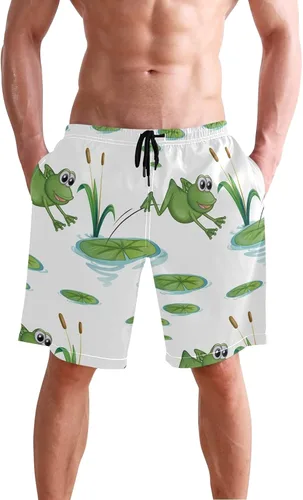 Vista 2 de Sinestour - Bañador para hombre (secado rápido, con bolsillo), diseño de ranas